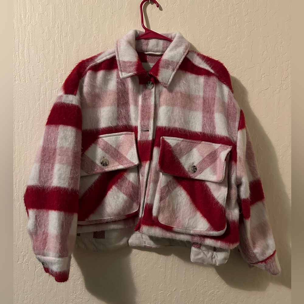 BlankNYC red & pink checkered coat
